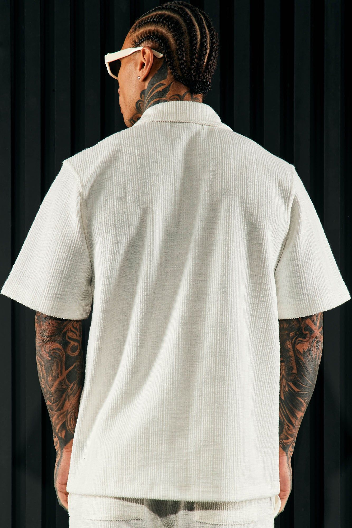 Dean Textured Short Sleeve Button Up Shirt - White sold by Fashion Nova product image thumbnail 3