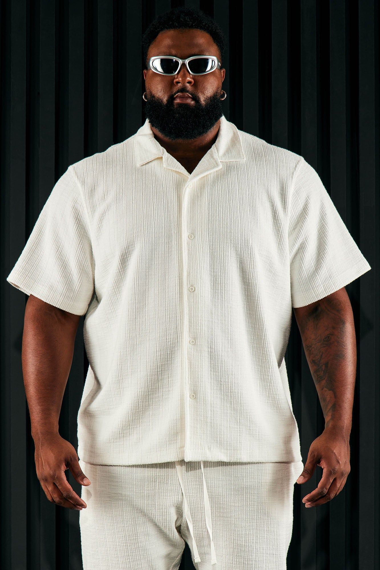 Dean Textured Short Sleeve Button Up Shirt - White sold by Fashion Nova product image thumbnail 7