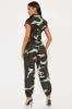 Playing Straight Up Camo Jumpsuit - Olive/combo sold by Fashion Nova