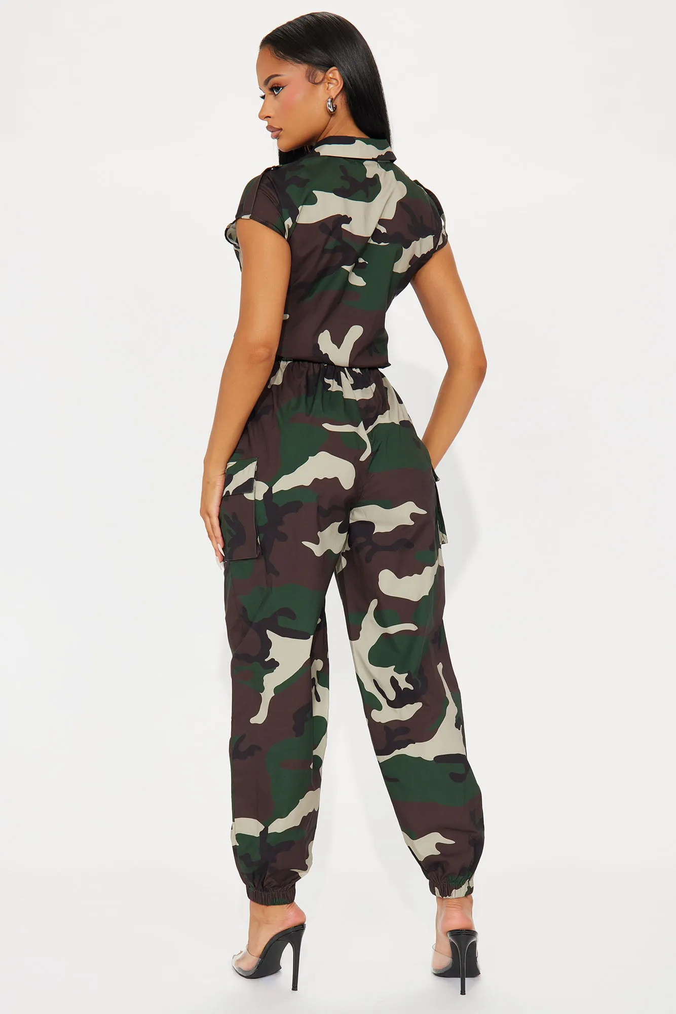 Playing Straight Up Camo Jumpsuit - Olive/combo sold by Fashion Nova product image thumbnail 3