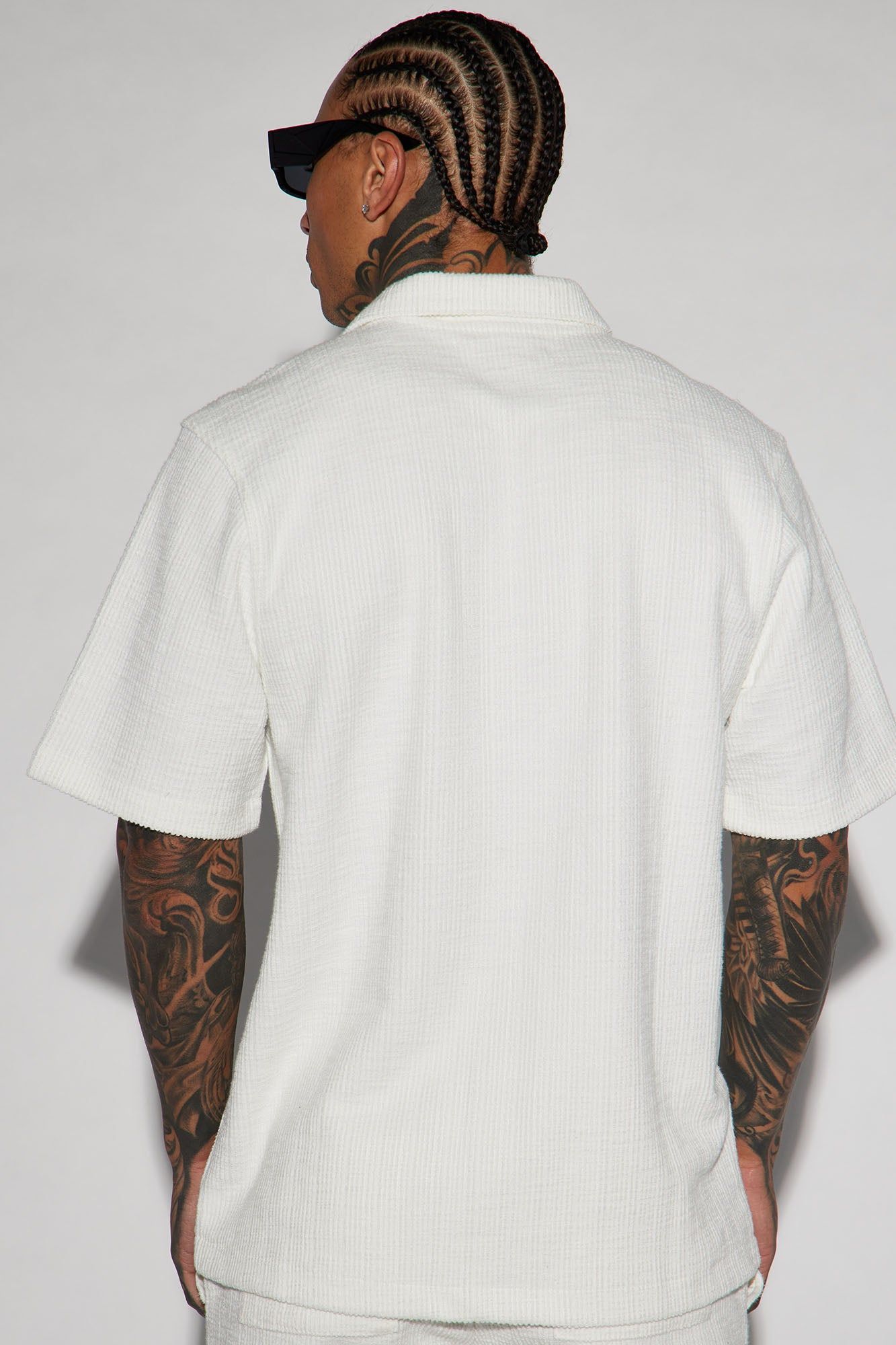 Dean Textured Short Sleeve Button Up Shirt - White sold by Fashion Nova product image thumbnail 6