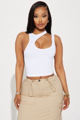 Dialed In Cut Out Top - White sold by Fashion Nova