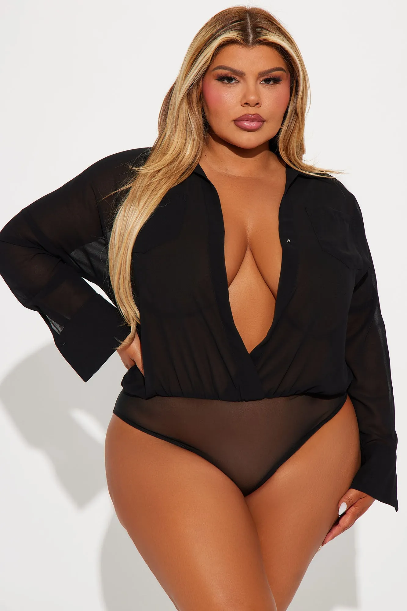 Money Moves Chiffon Bodysuit - Black sold by Fashion Nova product image thumbnail 5