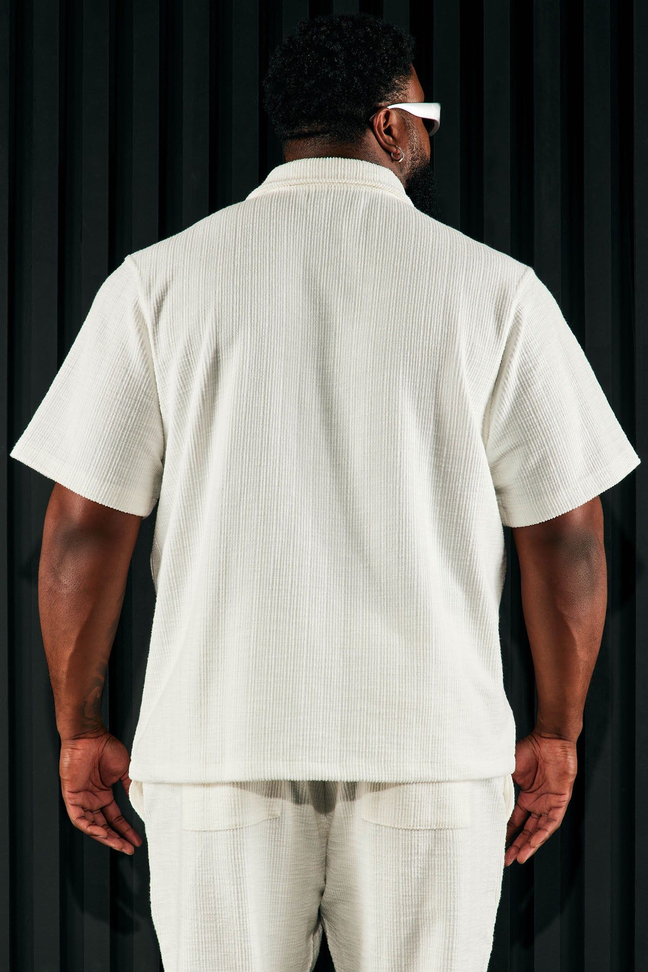Dean Textured Short Sleeve Button Up Shirt - White sold by Fashion Nova product image thumbnail 9