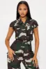 Playing Straight Up Camo Jumpsuit - Olive/combo sold by Fashion Nova