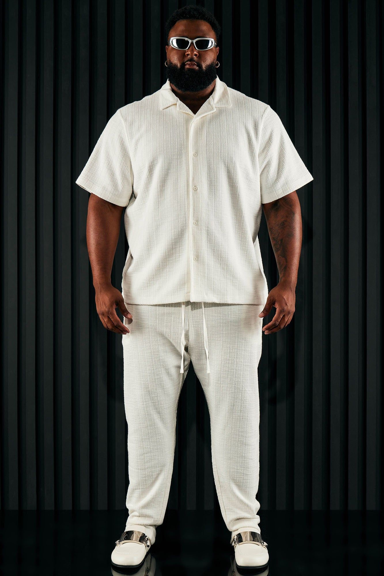 Dean Textured Short Sleeve Button Up Shirt - White sold by Fashion Nova product image thumbnail 8