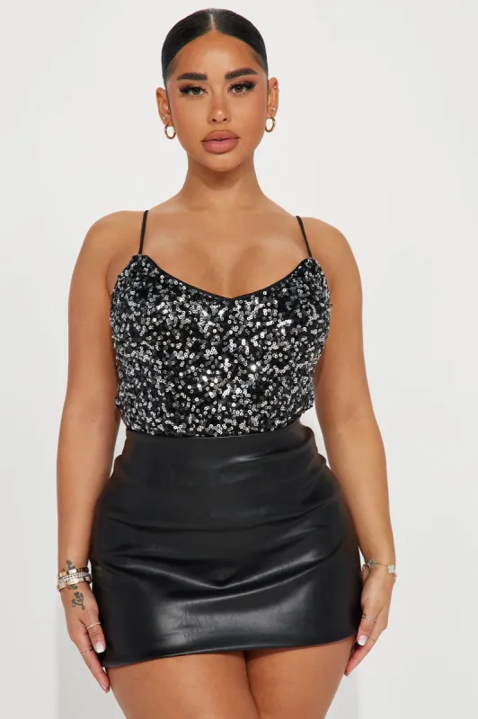 Sara Sequin Top - Black sold by Fashion Nova