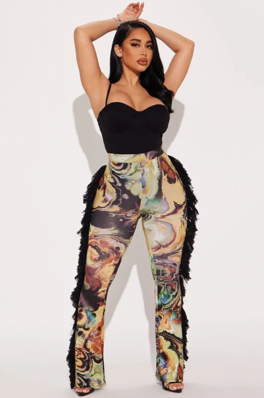 All At Once Fringe Flare Pant - Yellow/combo sold by Fashion Nova