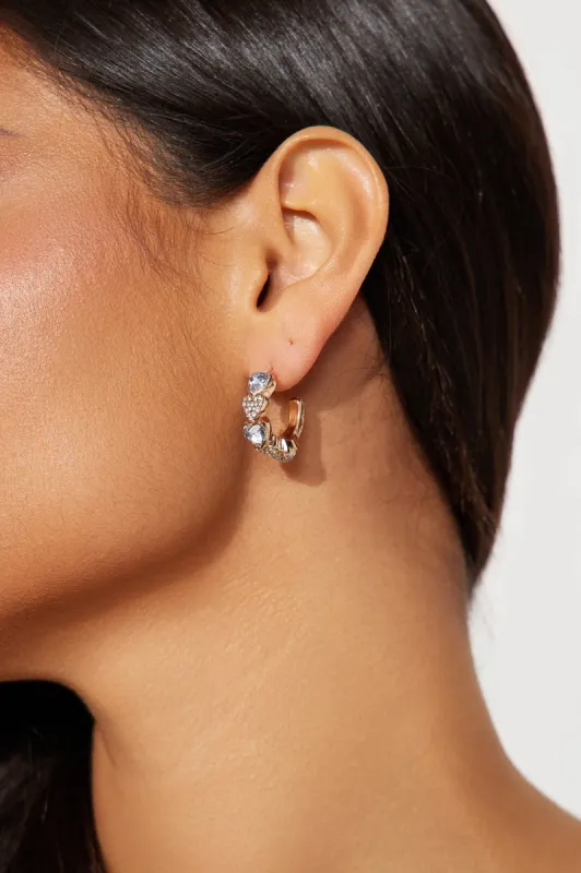 Next Step Earrings - Gold/Clear sold by Fashion Nova