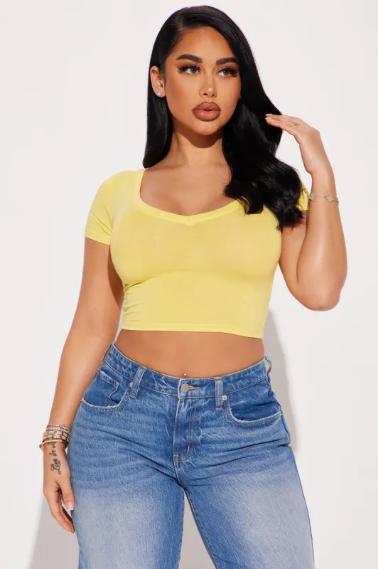 Vanessa V-Neck Crop Top - Yellow sold by Fashion Nova