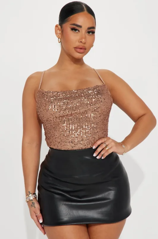 Dance All Night Sequin Top - Mocha sold by Fashion Nova