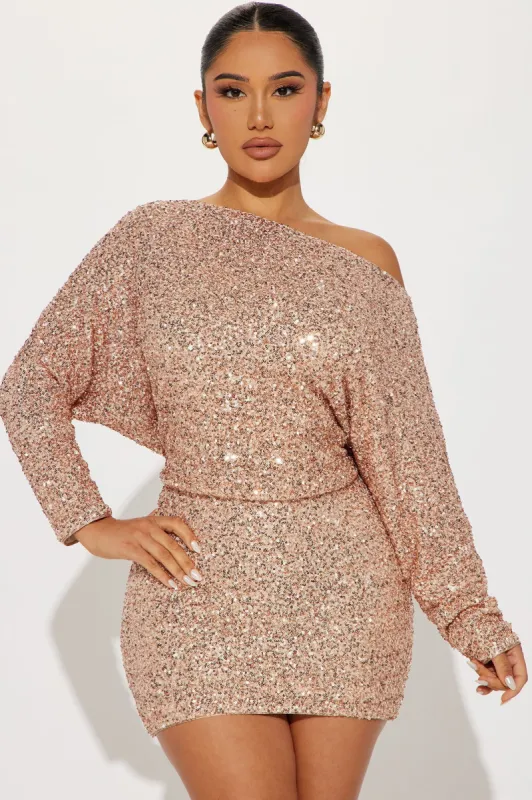 Valery Sequin Mini Dress - Gold sold by Fashion Nova