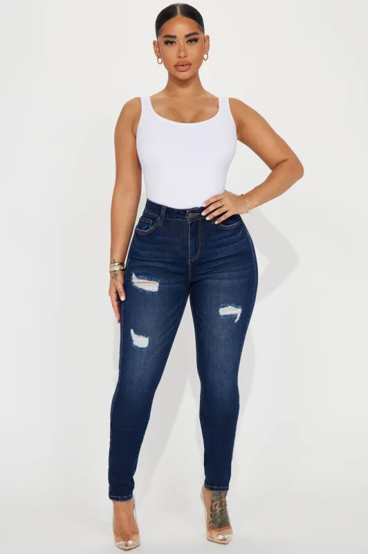 Taking Shape Booty Lifting Stretch Skinny Jeans - Dark Wash sold by Fashion Nova