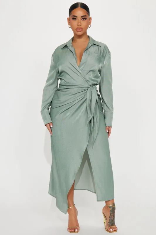 Dani Maxi Shirt Dress - Olive sold by Fashion Nova
