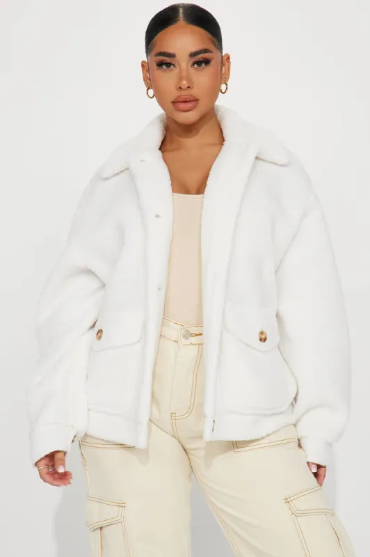 I Love Cuddles Sherpa Shacket - Ivory sold by Fashion Nova