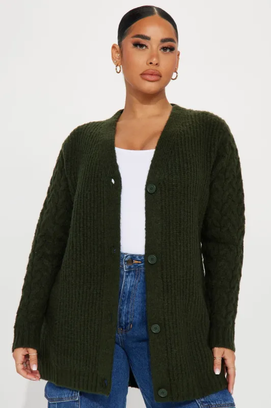 Keoni Cardigan Sweater - Hunter sold by Fashion Nova
