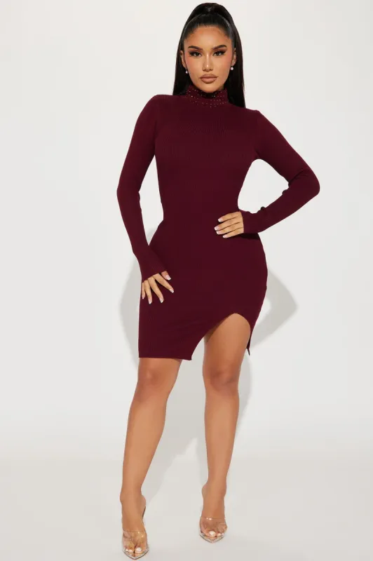 Truthful Desire Sweater Midi Dress - Burgundy sold by Fashion Nova