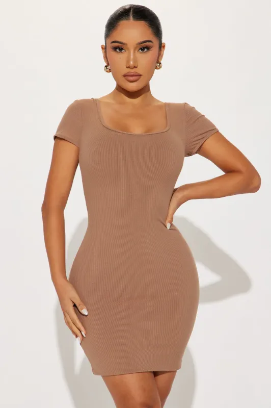 Adriana Shapewear Mini Dress - Mocha sold by Fashion Nova