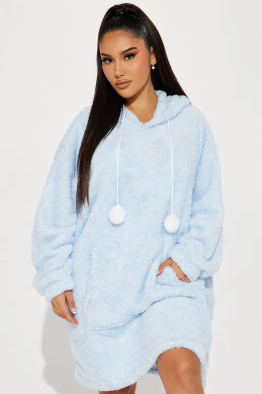 Cozy Up PJ Plush Big Cozy Hoodie - Blue sold by Fashion Nova