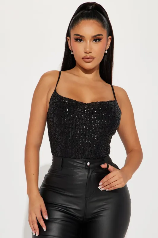Dance All Night Sequin Top - Black sold by Fashion Nova
