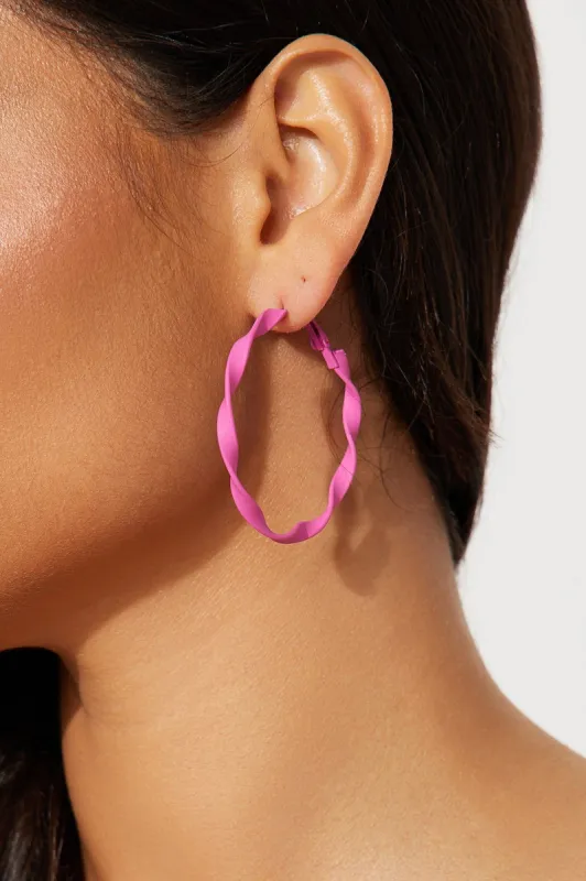 Too Unpredictable Earrings - Pink made by Fashion Nova