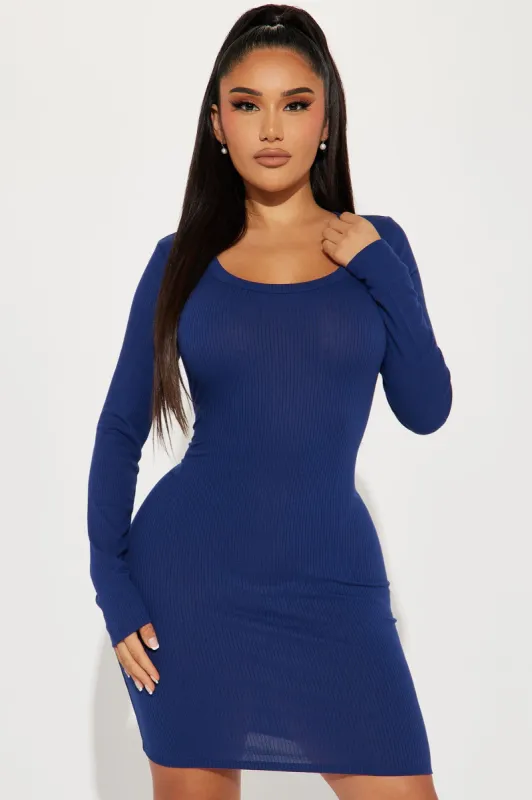 Laurel Ribbed Mini Dress - Navy sold by Fashion Nova