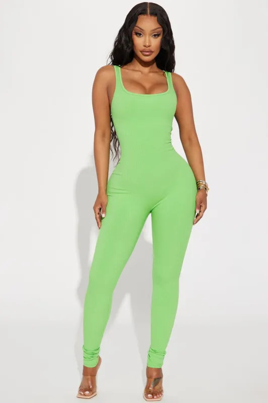 Sandra Light Snatched Jumpsuit - Lime sold by Fashion Nova