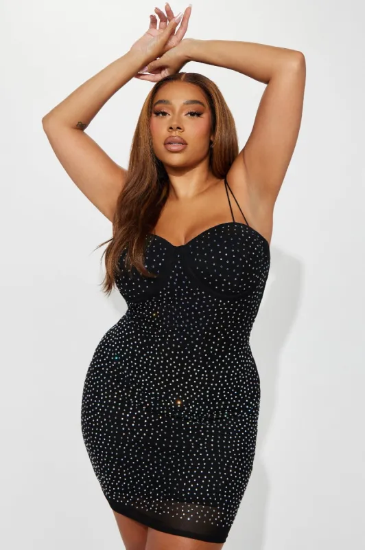 Tessa Embellished Mini Dress - Black sold by Fashion Nova