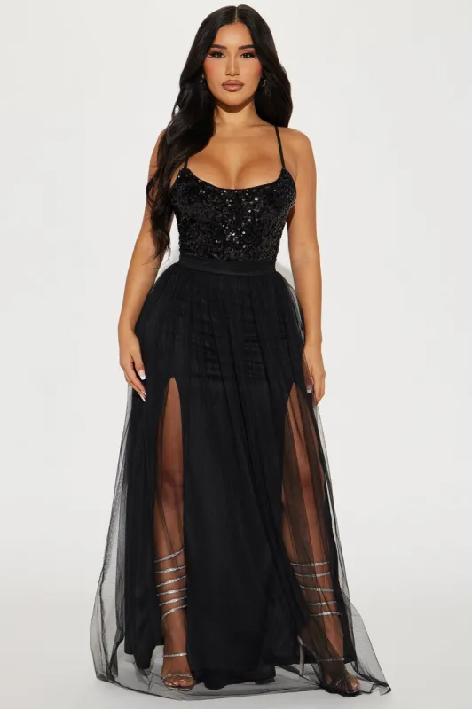 Starlight Tulle Maxi Dress - Black sold by Fashion Nova