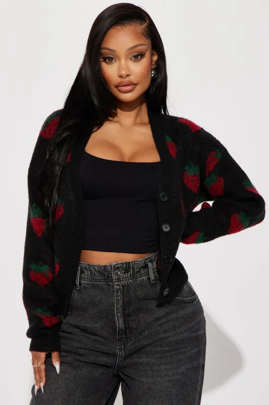 Strawberry Fields Cardigan - Black/combo sold by Fashion Nova