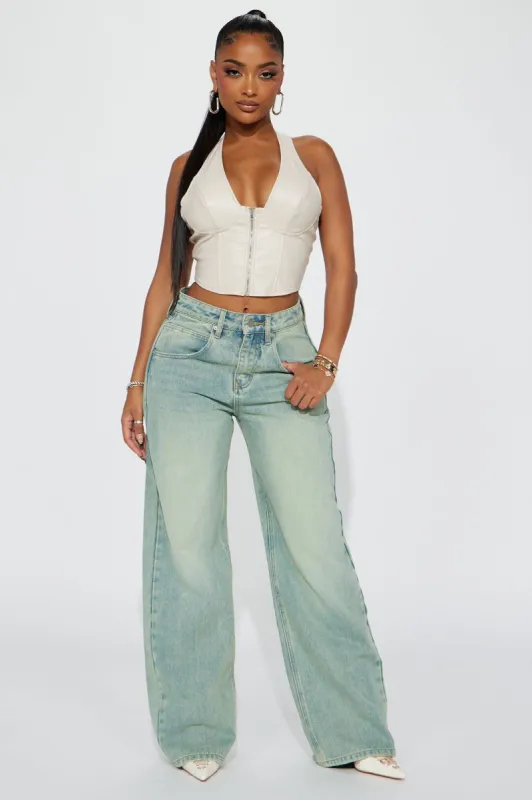 Naples Tinted Drop Waist Baggy Jeans - Light Wash made by Fashion Nova