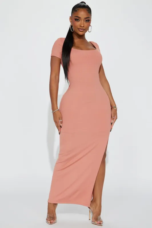 Chloe Ribbed Maxi Dress - Nude sold by Fashion Nova