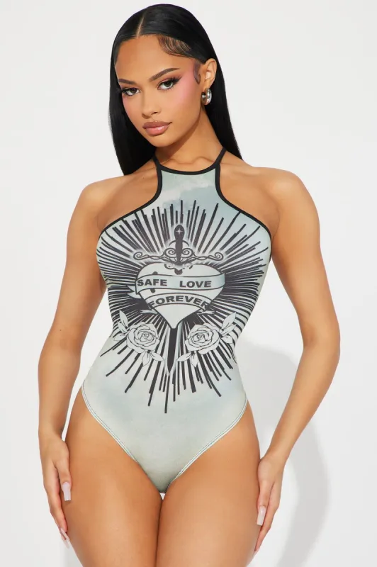 Your Secret Lover Bodysuit - Sage/combo sold by Fashion Nova
