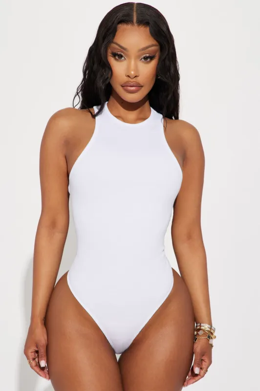 Baylen Ribbed Bodysuit - White sold by Fashion Nova