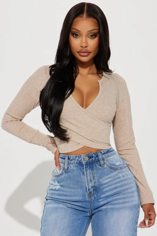 Katrina Long Sleeve Crop Top - Taupe sold by Fashion Nova