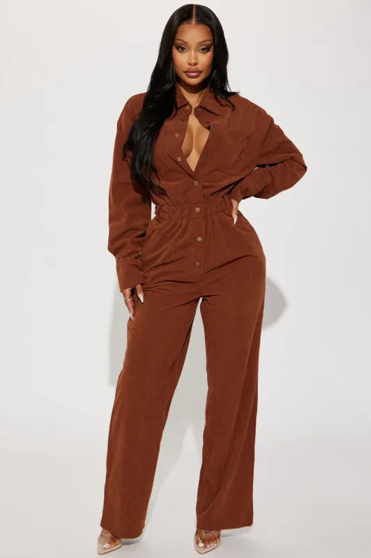 Only Forever Corduroy Jumpsuit - Brown sold by Fashion Nova