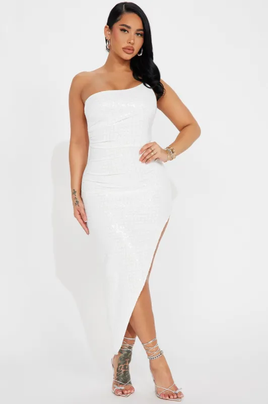 Samba Street One Shoulder Midi Dress - White sold by Fashion Nova
