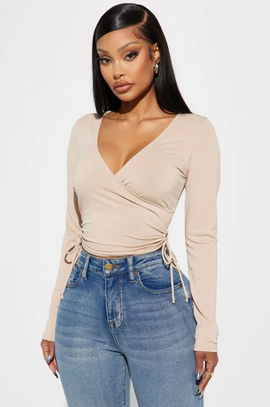 Shyann Surplice Top - Sand sold by Fashion Nova