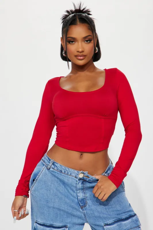 Angelica Scoop Neck Top - DarkRed sold by Fashion Nova