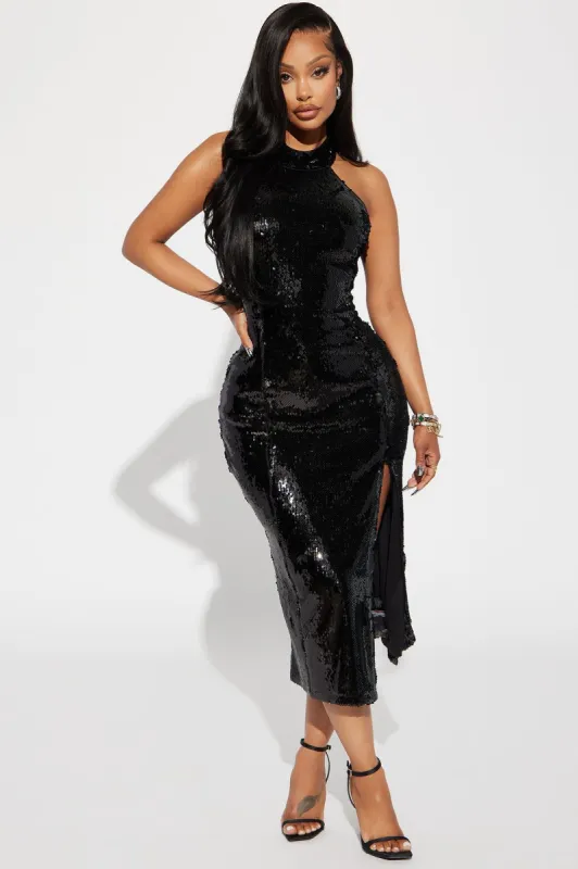 Sofia Sequin Midi Dress - Black sold by Fashion Nova