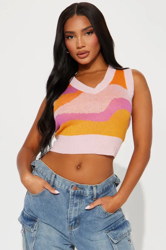 Sunrise Sweater Vest - Pink/combo sold by Fashion Nova