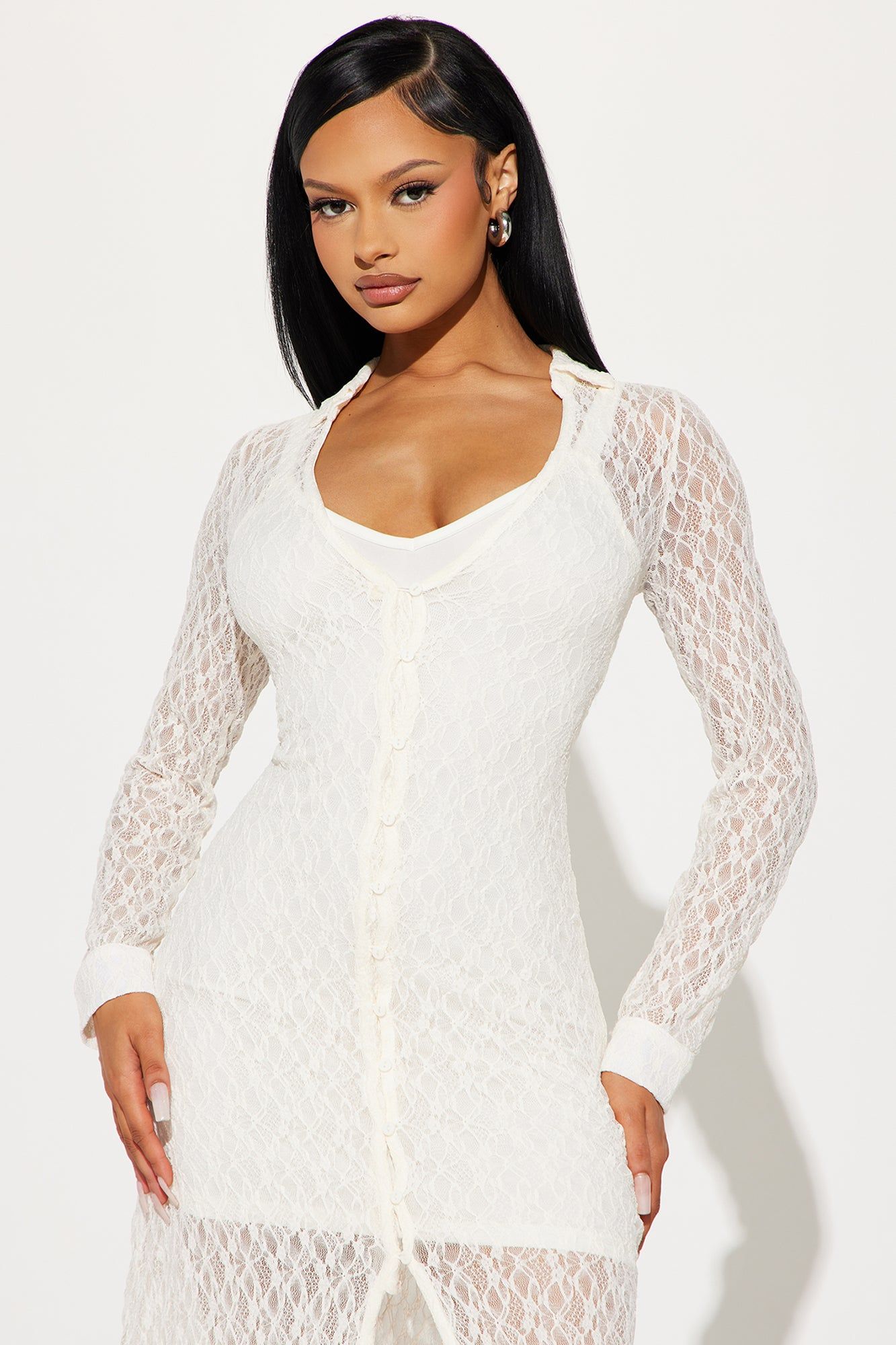 Grace Lace Midi Dress - Ivory sold by Fashion Nova product image thumbnail 2
