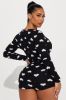 All My Heart Long Sleeve PJ Romper Onesie - Black/White sold by Fashion Nova