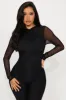 Date Night Mesh Jumpsuit - Black sold by Fashion Nova