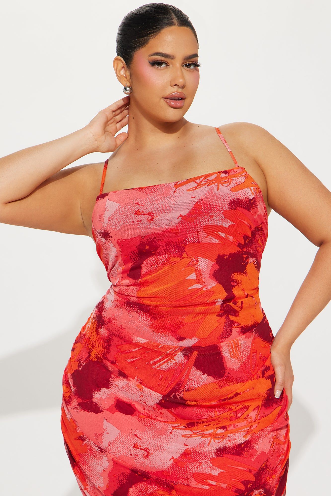 Amara Abstract Mesh Midi Dress - Red/combo sold by Fashion Nova product image thumbnail 5