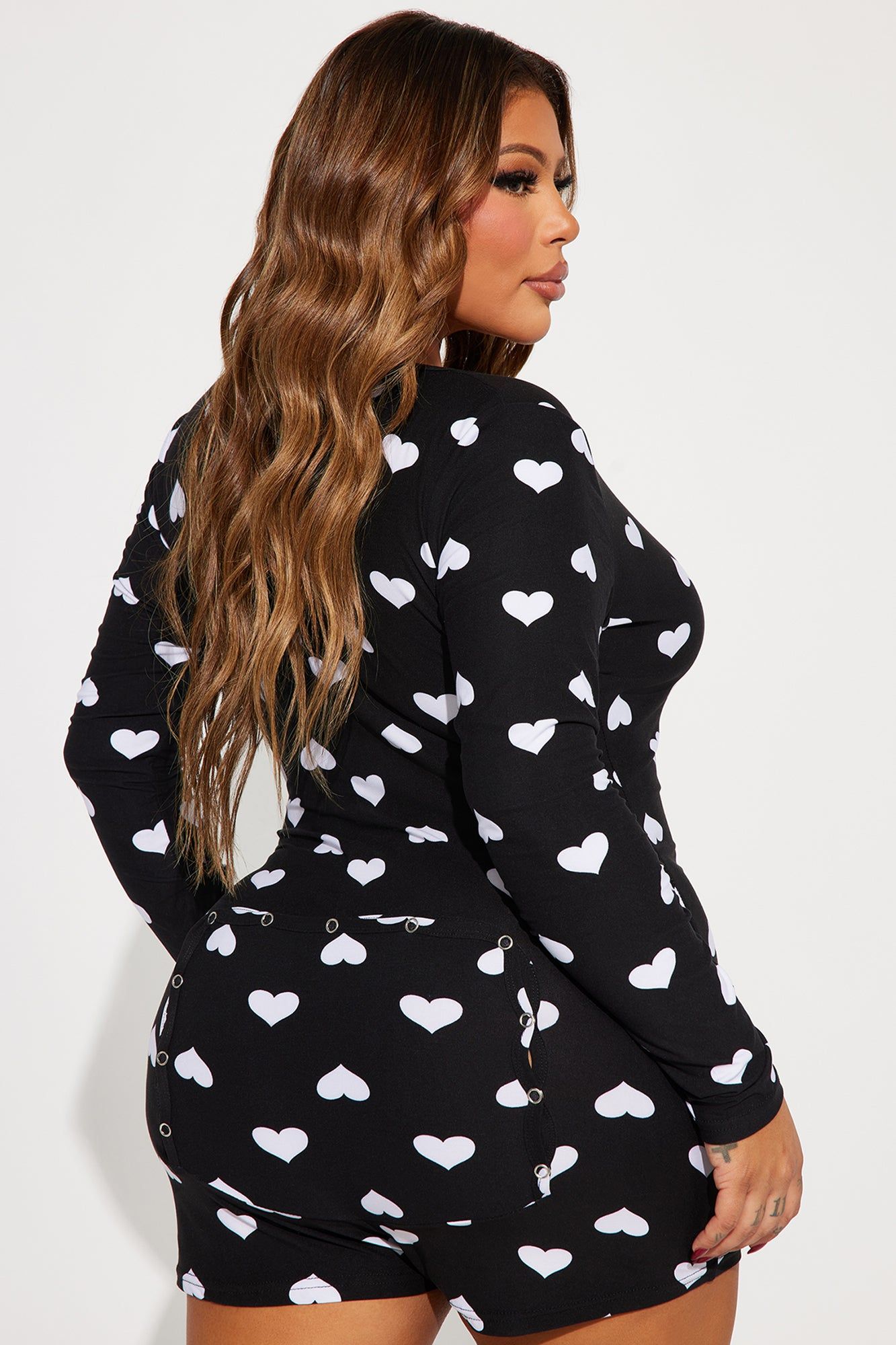 All My Heart Long Sleeve PJ Romper Onesie - Black/White sold by Fashion Nova product image thumbnail 4