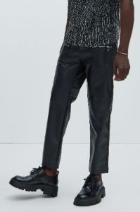 Put Me On Faux Leather Cropped Straight Pants - Black sold by Fashion Nova