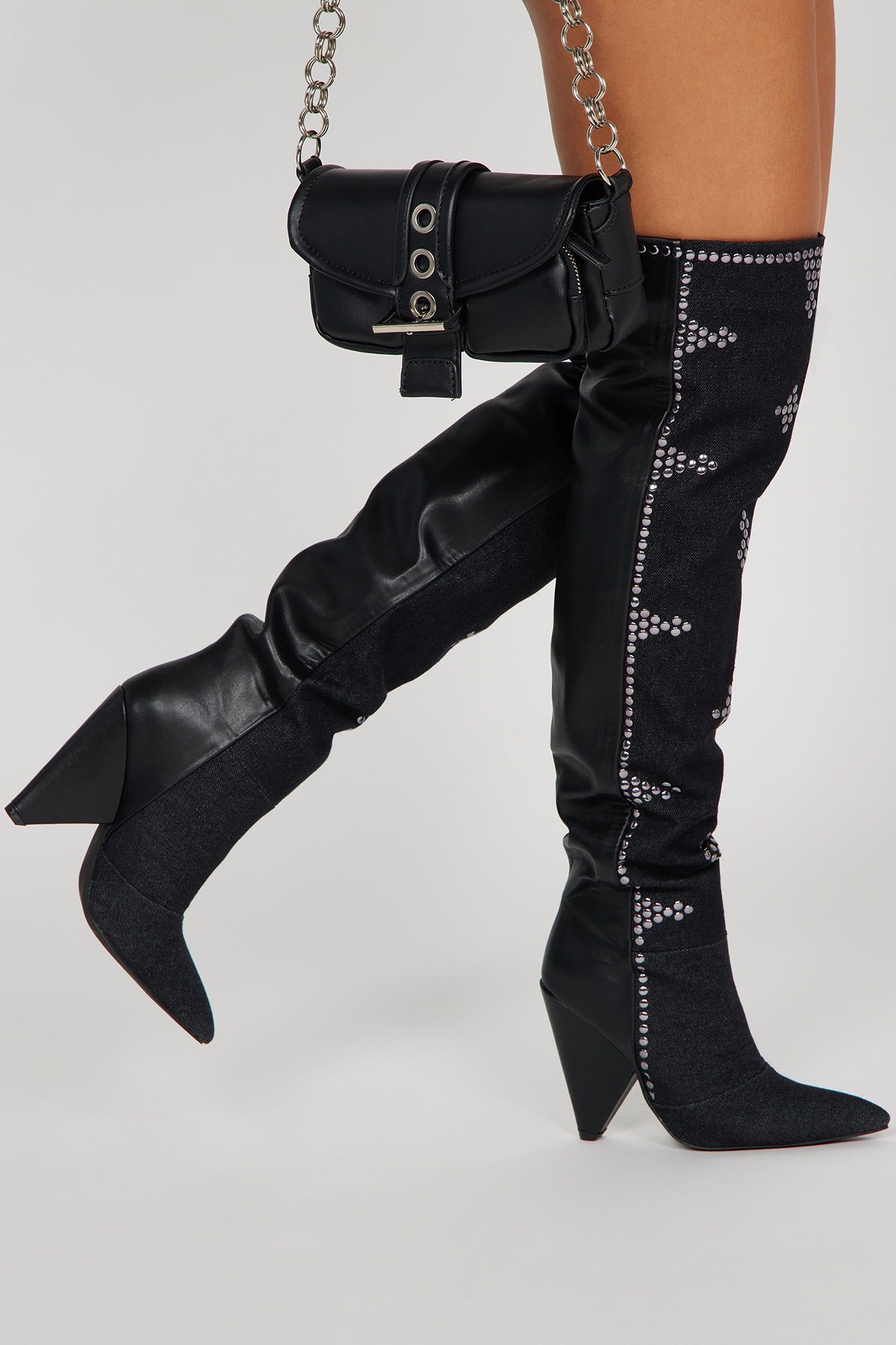 Came To Win Over The Knee Heeled Boots - Black sold by Fashion Nova