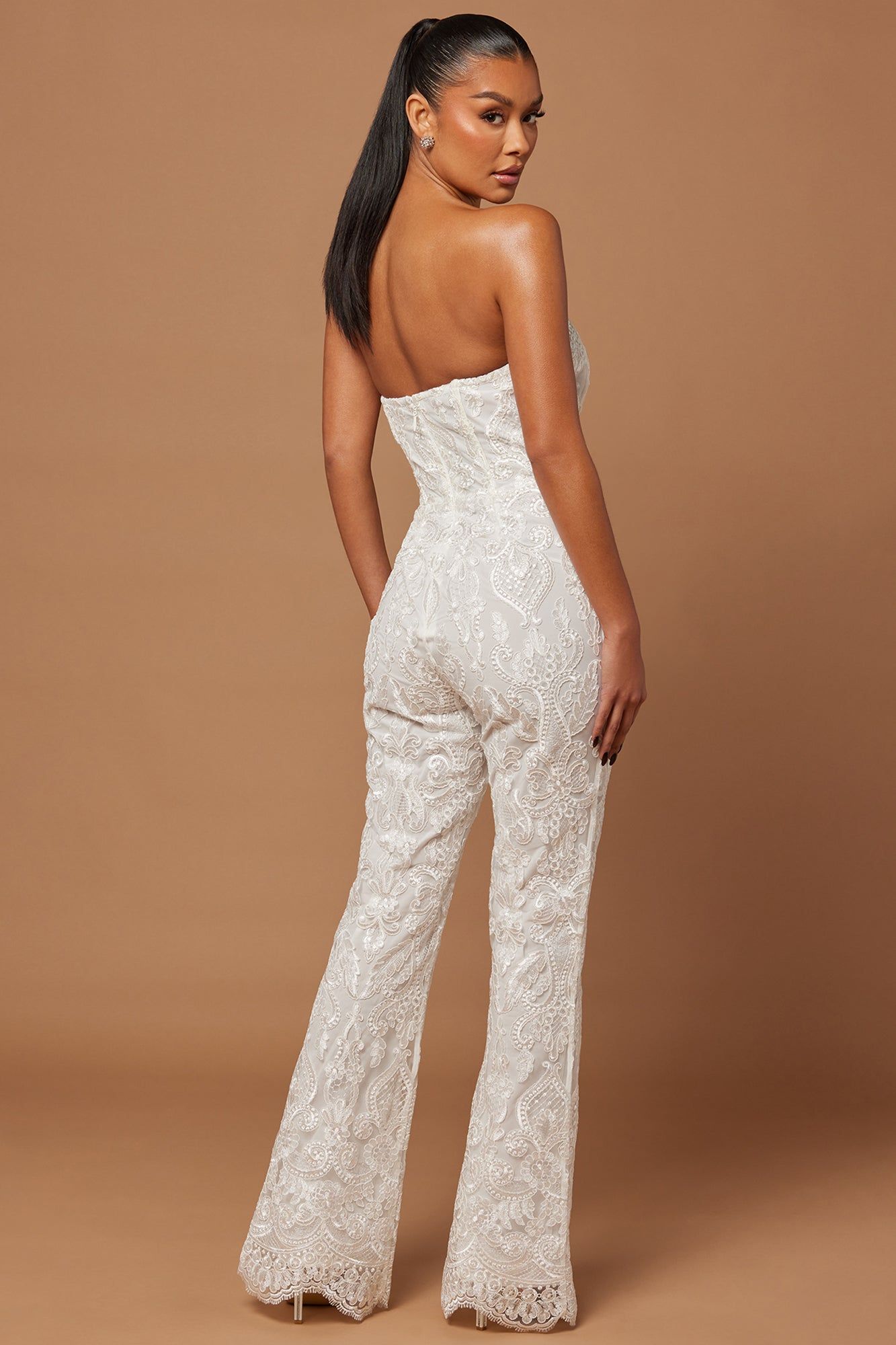 Esther Sequin Embroidered Jumpsuit - White sold by Fashion Nova product image thumbnail 4