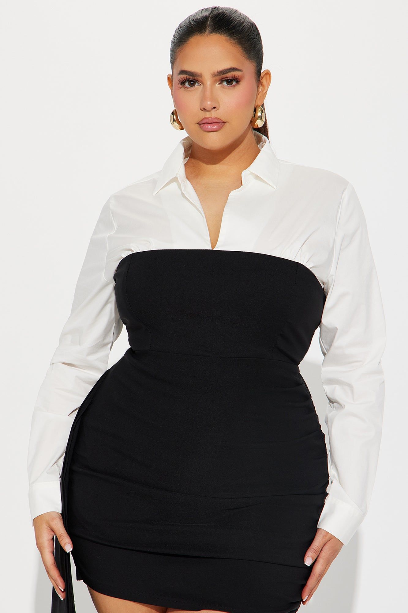 Beverly Draped Mini Dress - Black/White sold by Fashion Nova product image thumbnail 5